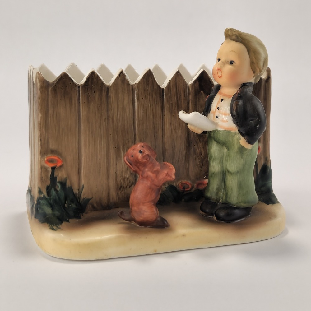 Vintage Napco The Singer SH 721 Boy Dog Figural Ceramic Planter